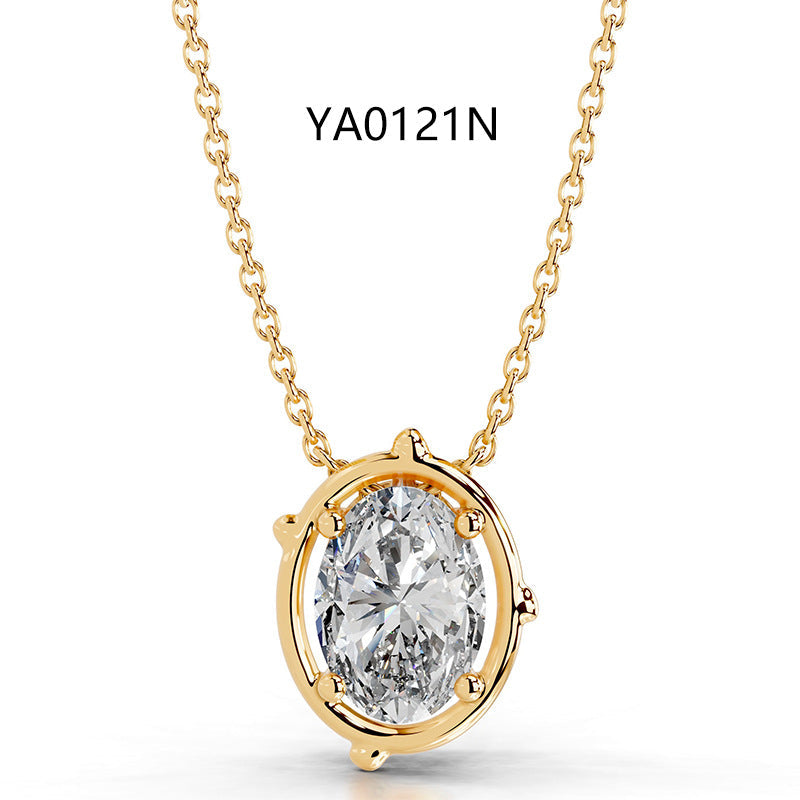 2CT Moissanite Pendant Gold Necklace