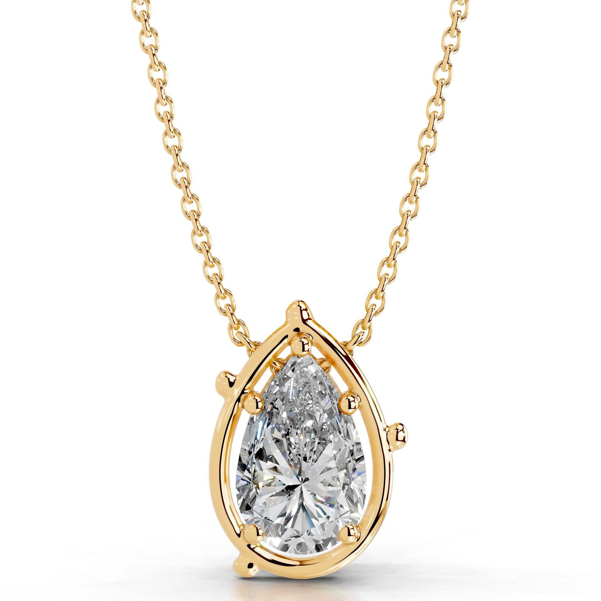 2CT Moissanite Pendant Gold Necklace