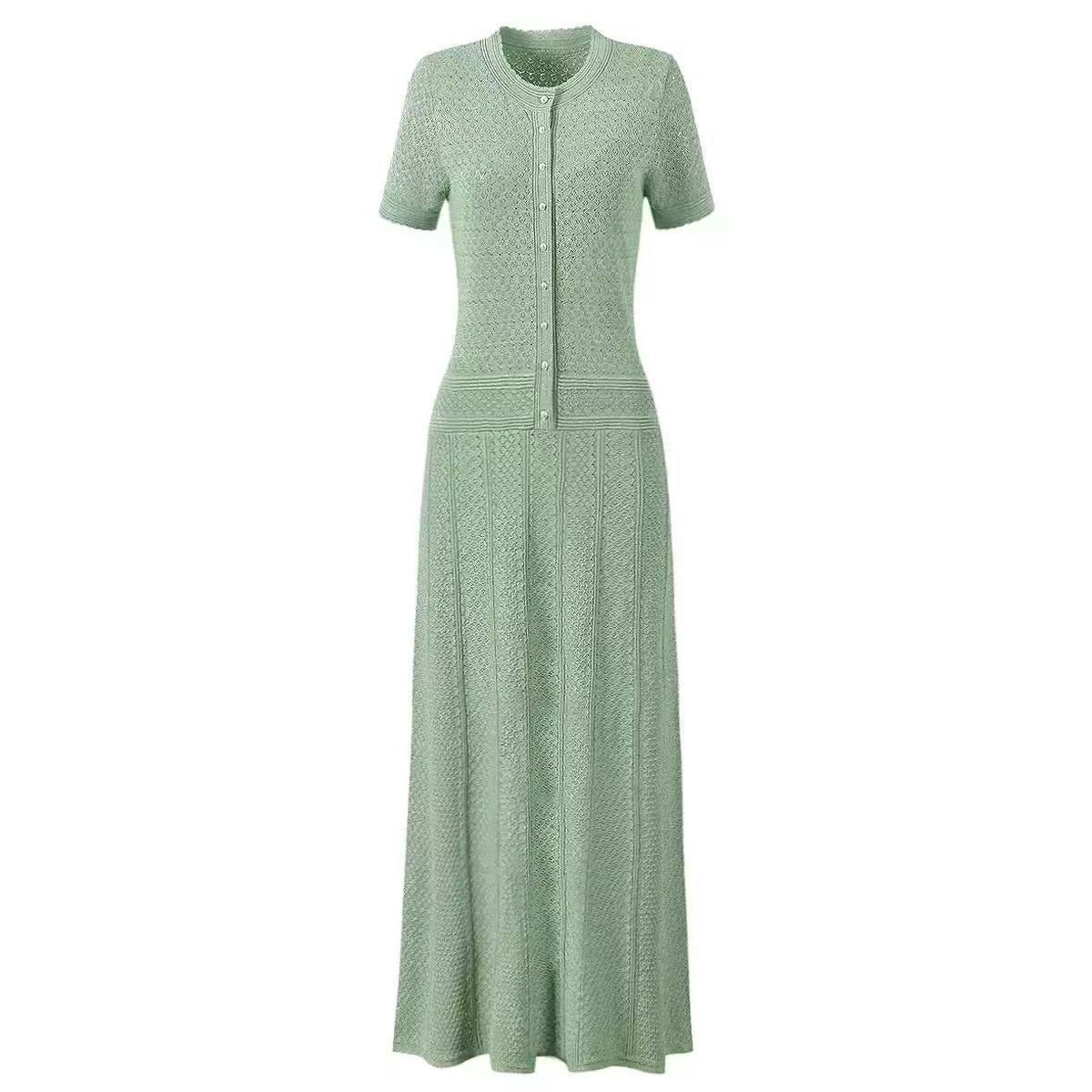 Sandro French Retro Short Sleeve Eyelet Knit Dress