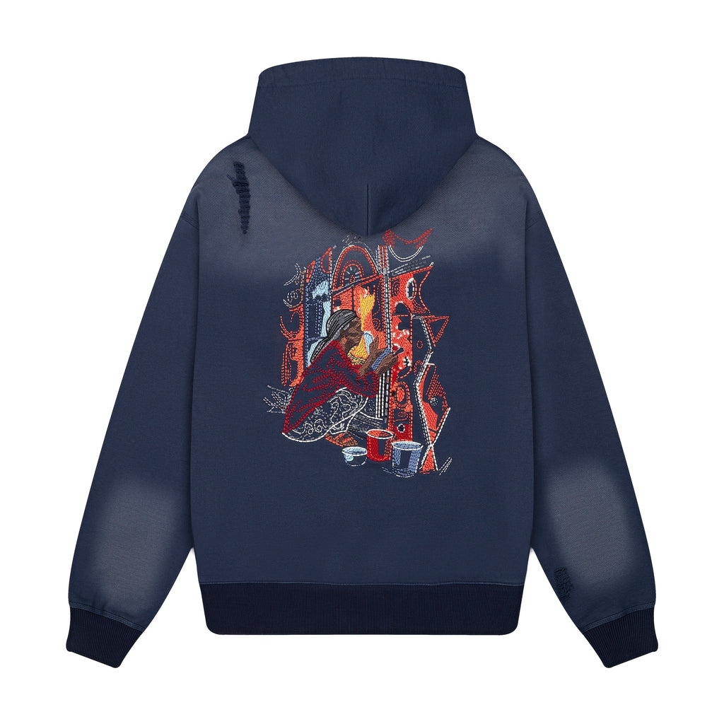 "mosaic" Zip Up Navy