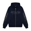 "sashiko" Zip Up navy