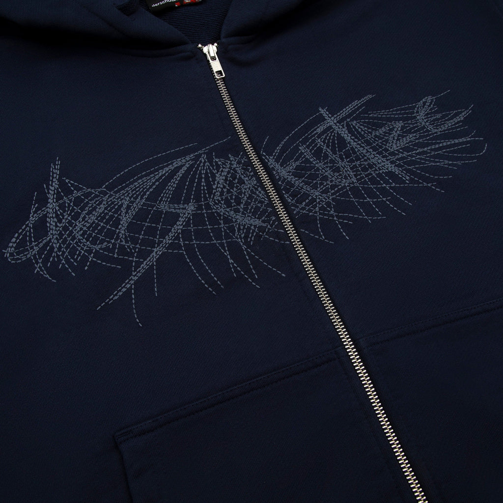 "sashiko" Zip Up navy
