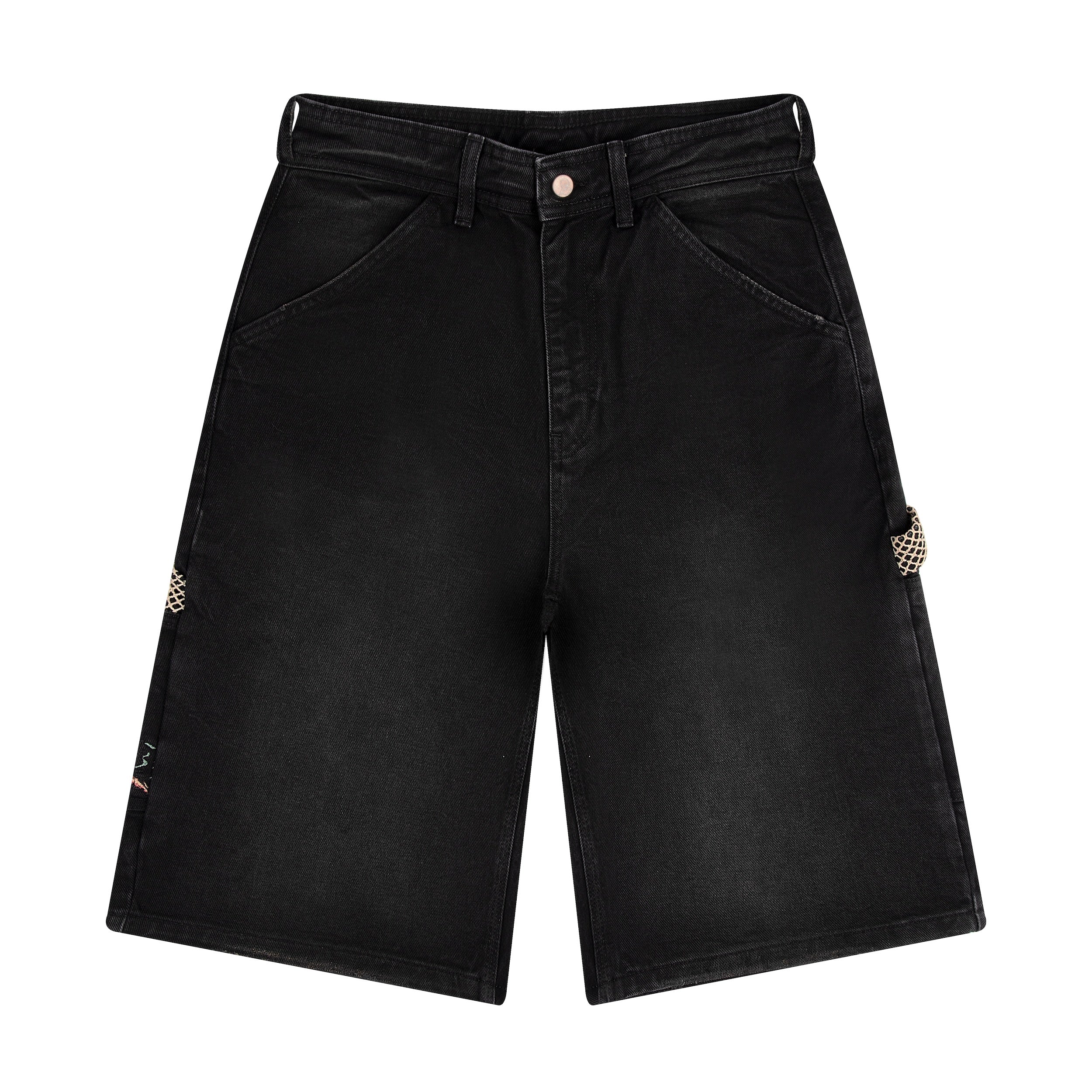 "lotus" Jorts black fishnet