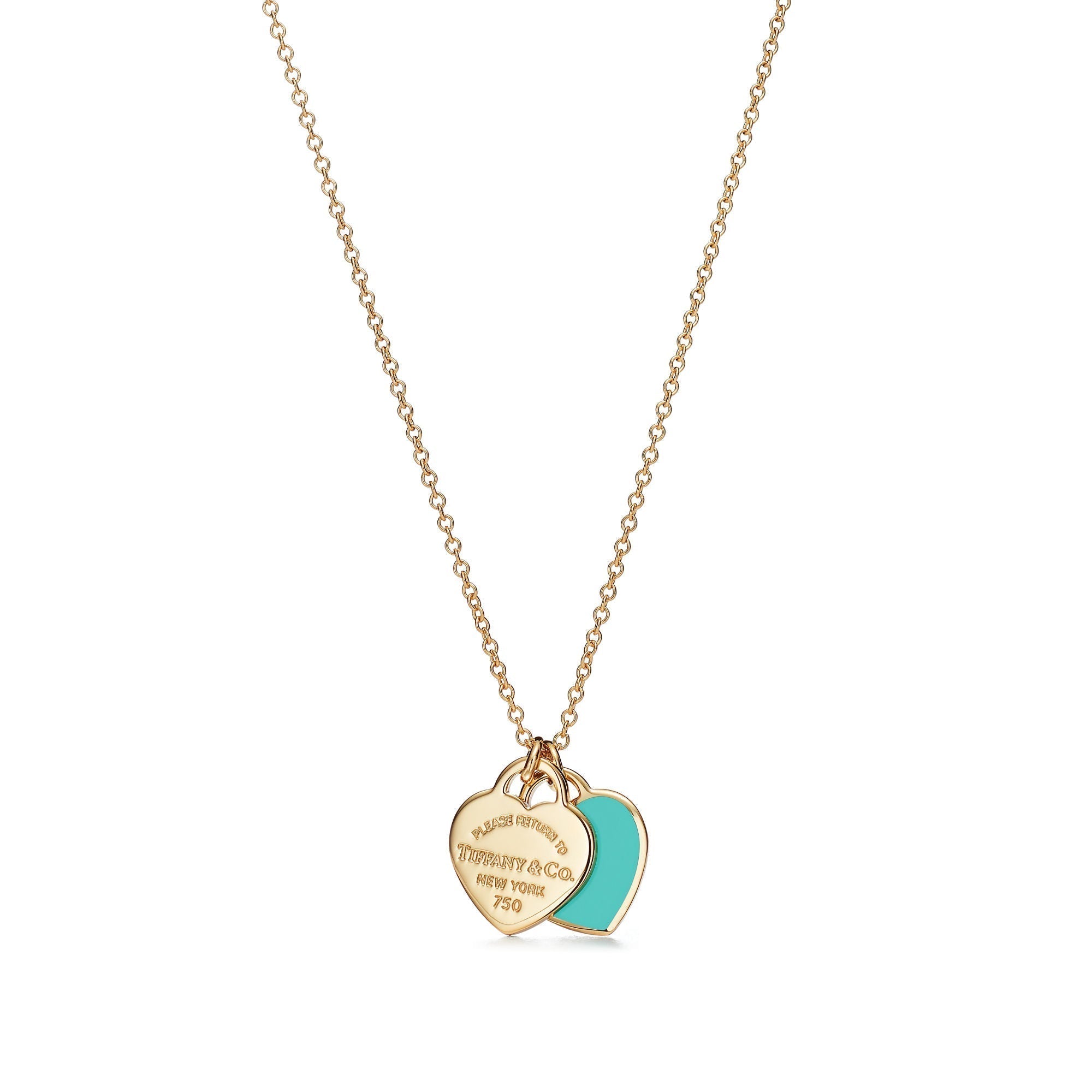 Tiffany Return to Tiffany Double Heart Tag Pendant in Silver and Gold Mini