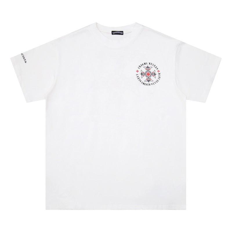 CHH Chrome Heart T Shirts Red Cross Sanskrit Letter Short Sleeve T-Shirt