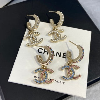 Chanel Diamond Hoop Earrings